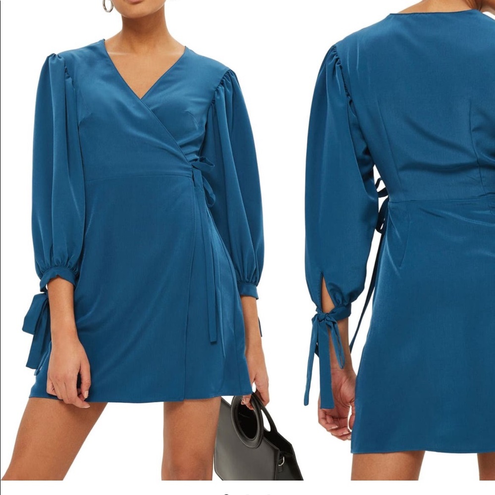 TopShop Tie Cuff Wrap Minidress